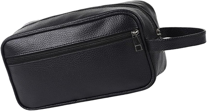 Waterproof Textured PU Toiletry Bag For Men Travel Organizer With Multiple Compartments - Image 1